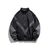 Unisex Jacket Retro Patchwork Contrast Color Loose Lapel Jacket